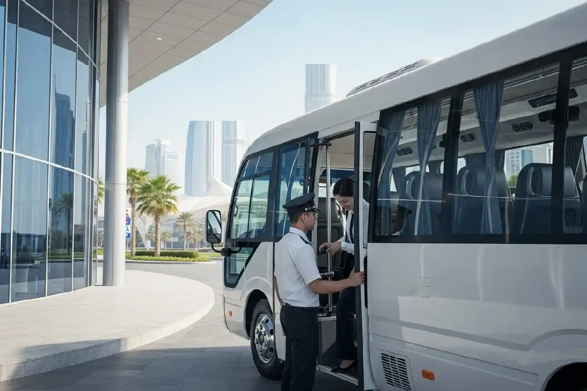 Book reliable bus rental in Al Quoz with daily and monthly contracts